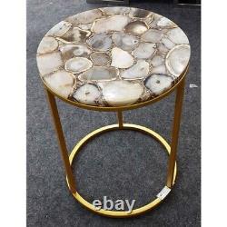 12 Agate Side Table Top Natural stones Handmade Work Home Decor Christmas Gift