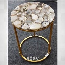 12 Agate Side Table Top Natural stones Handmade Work Home Decor Christmas Gift