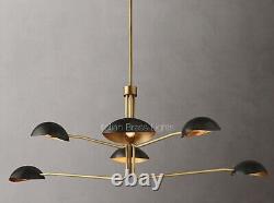 1950's Mid Century Antique Brass Black Orb Sputnik Italian Ceiling Handmade Vint