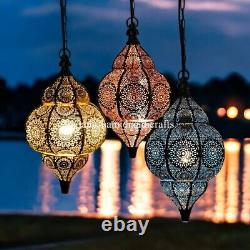 3Pc Modern Turkish Hanging Lamps Handmade Moroccan Ceiling Lights Home Lantern