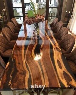 48 X 24 Inches Epoxy Resin With Acacia Wood Dining Table & Gift For Christmas
