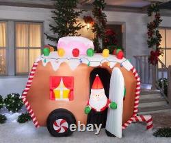 7.5ft Gemmy Animated Airblown Santa in Gingerbread Camper RV Yard Inflatable NEW