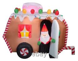 7.5ft Gemmy Animated Airblown Santa in Gingerbread Camper RV Yard Inflatable NEW