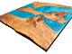 Acacia Dining Tables Epoxy Table, Blue Resin, River Christmas Deco Made To Order