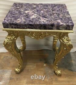 Amethyst Gemstone Coffee Console Table Top, Purple Quartz Agate End Table Decors