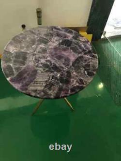 Amethyst Stone Round Coffee Table Top Agate Quartz Side Table Top Home Decor