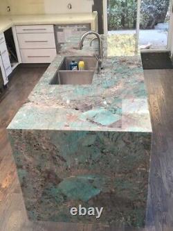 Amezonite Kitchen Countertop Slab, Modern Stone Office & Bar Counter Slab Decor