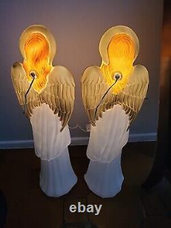 Angel Choir Trumpet Nativity Pair Of Blow Mold 34 Christmas With Horn Read Data