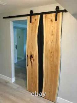 Black Clear Epoxy Wooden Door, Resin River Living/Bathroom/Bedroom Door Decors