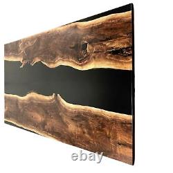 Black Epoxy River Dining & Coffee Table Top, Epoxy Wooden Counter Top Table Deco