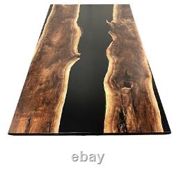 Black Epoxy River Dining & Coffee Table Top, Epoxy Wooden Counter Top Table Deco