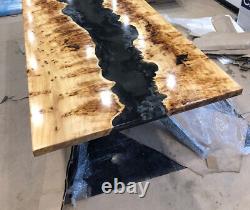 Black River Wooden Table, Epoxy Resin Hallway Furniture Table, Indoor Home Decor