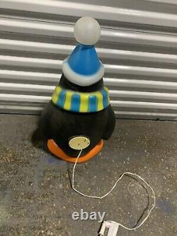 Blow Mold Christmas Penguin Chilly Willy General Foam Blue Hat