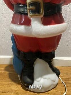 Blow Mold Santa Claus 33 Empire Plastic Lighted with Blue Present Vintage 1971