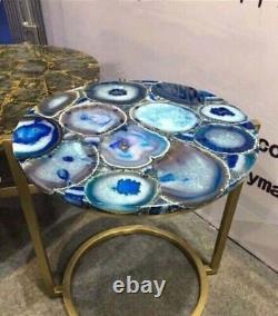 Blue Agate Coffee Table, Stone Center Kitchen Table Top, Office Christmas Gift