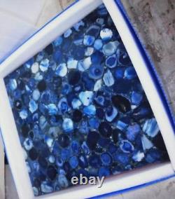 Blue Agate Coffee Table Top, Agate Stone Sofa Center Table, Home Decors 18x18