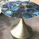 Blue Agate Coffee Table Top Side Table, Agate Console Table Christmas Home Decor