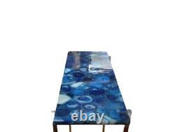 Blue Agate Console Slab, Agate End Patio Slab Top, Living Room Furniture 36x12