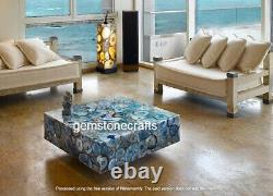 Blue Agate Geode Center Coffee Slab Top, Hallway Furniture Modern Slab Decor Top