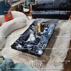 Blue Agate Geode Coffee Center Sofa Table Top, Living Room Interior Furniture