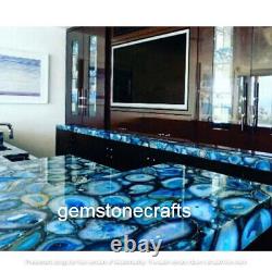 Blue Agate Kitchen Counter Top Slab, Geode Office Counter Top, Furniture Decors