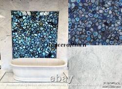 Blue Agate Modern Wall Panel, Royal Look Agate Panel For Wall Interior Decor