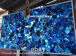 Blue Agate Modern Wall Panel, Royal Look Agate Panel For Wall Interior Decor