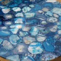 Blue Agate Stone Coffee Table Top, Side, Corner, Office Slab Top, Agate Decors