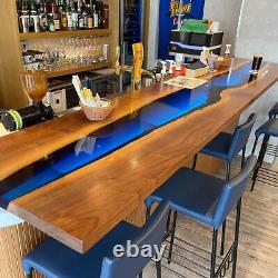 Clear Blue Epoxy Console Bar & Restaurant Counter Top, Wooden Counter Top Decor