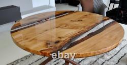 Clear Epoxy Dining Table, Epoxy Wooden Hallway Center Breakfast Table Home Decor