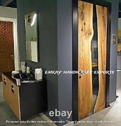 Clear Epoxy Resin Wooden Barn Door Epoxy Living Room Wall Door Black Friday Sale