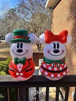Disney Mickey & Minnie Mouse Lighted Christmas Blow Mold 23 Snowman Set 2023