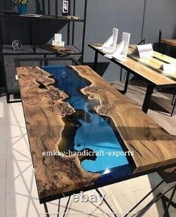 Epoxy River Wooden Live Edge Dining Table Top Custom Made Furniture Decor