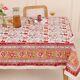Floral Block Printed Handmade 100% Cotton Table Cover Décor Indian Table Cloth