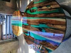 Green Clear Epoxy Round Coffee Table Top, Epoxy Wooden Table Top Cyber Monday