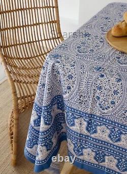Handmade Paisley Design Block Printed Table Cover With Napkins Mat Set For Decor