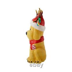 Holiday 28 BLOW MOLD Decor Golden Dog with Light-Up Antlers -Christmas NEW