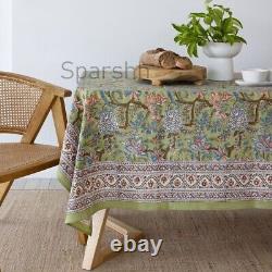 Indian Wood Block Printed Cotton Table Cover Forest Design Dinning Table Cover