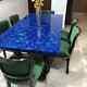 Lapis Lazuli Gemstone Dining Counter Slab, Marble Inlaid Semi Precious Table Top