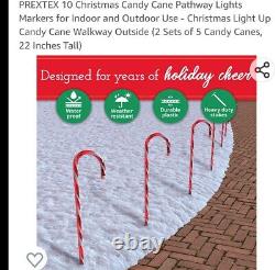Lot of (10) Christmas Candy Cane Pathway Lights Markers Indoor/ Outdoor