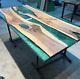Modern Green Solid Live Edge Epoxy Furniture, Wooden Table Top, Counter Top Slab