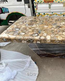 Natural Agate Dining Counter Top Table, Stone Office Center Table Patio Decors