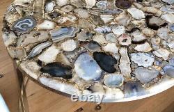 Natural Wild Agate Coffee Table Top, Agate Kitchen Side Table Top Christmas Gift