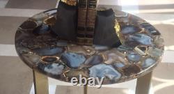 Natural Wild Agate Console Slab, Agate Geode Coffee Slab Top, Home Decor Table
