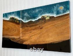 Ocean Design Wood Art Resin Table Furniture, Epoxy Acacia Table, Deco Furniture