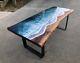 Ocean Epoxy Live Edge Wooden Dining Top Table For Home Decor