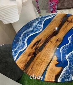Ocean Epoxy Resin Coffee Table Top, River Table, Round Wooden Center Table Decor