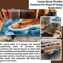 Ocean Epoxy Resin River Counter, Live Edge Wooden Console Christmas Gifts Sale