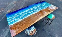 Ocean Epoxy Resin River Dining Table, Office Epoxy Wooden Top, Black Friday Sale