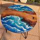 Ocean Round Epoxy Coffee Table, Wooden Living Room Side Furniture Table Decor